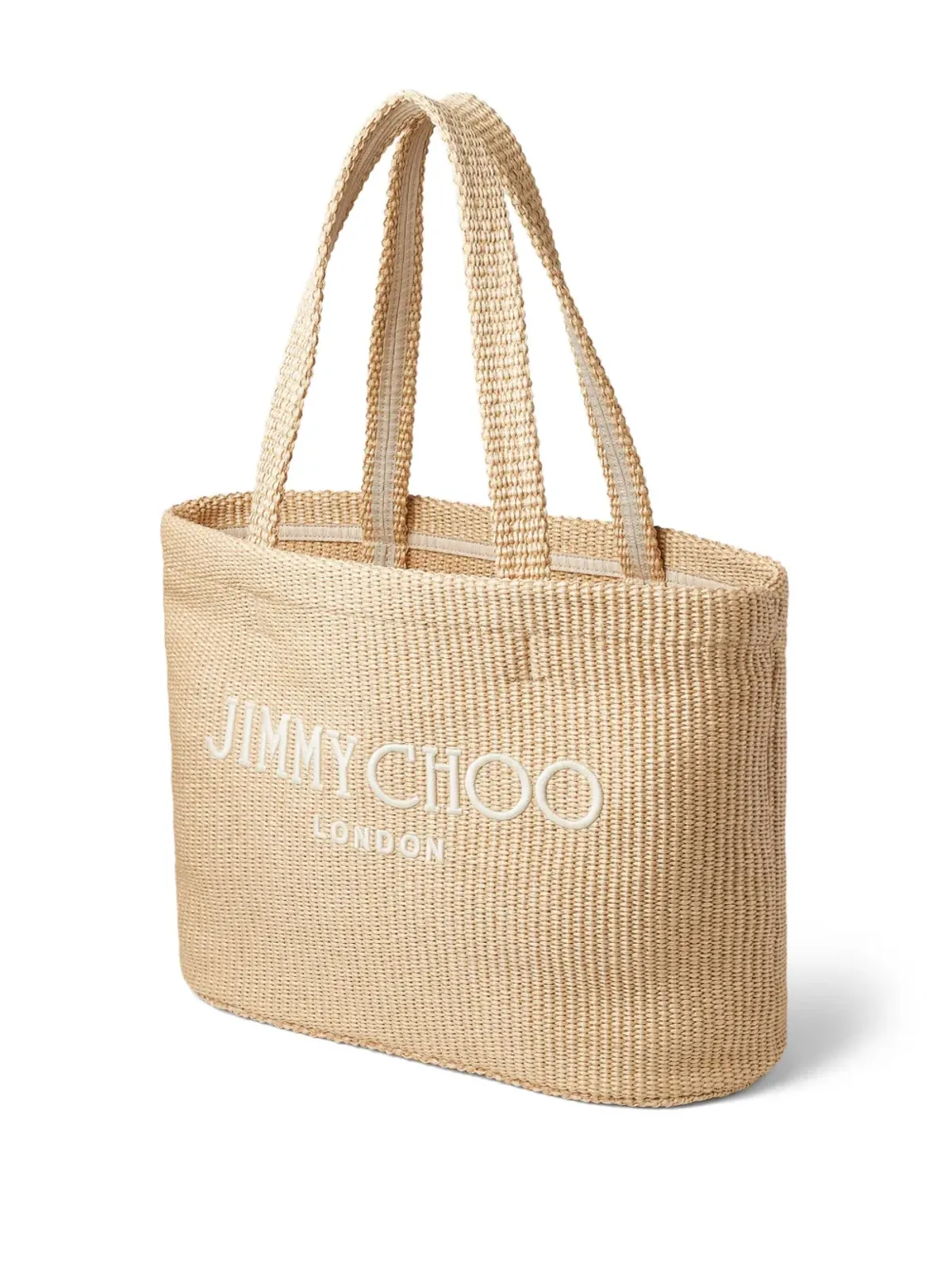 Jimmy Choo ロゴ刺繍 ラフィア ビーチバッグ - ニュートラルカラー - 画像4