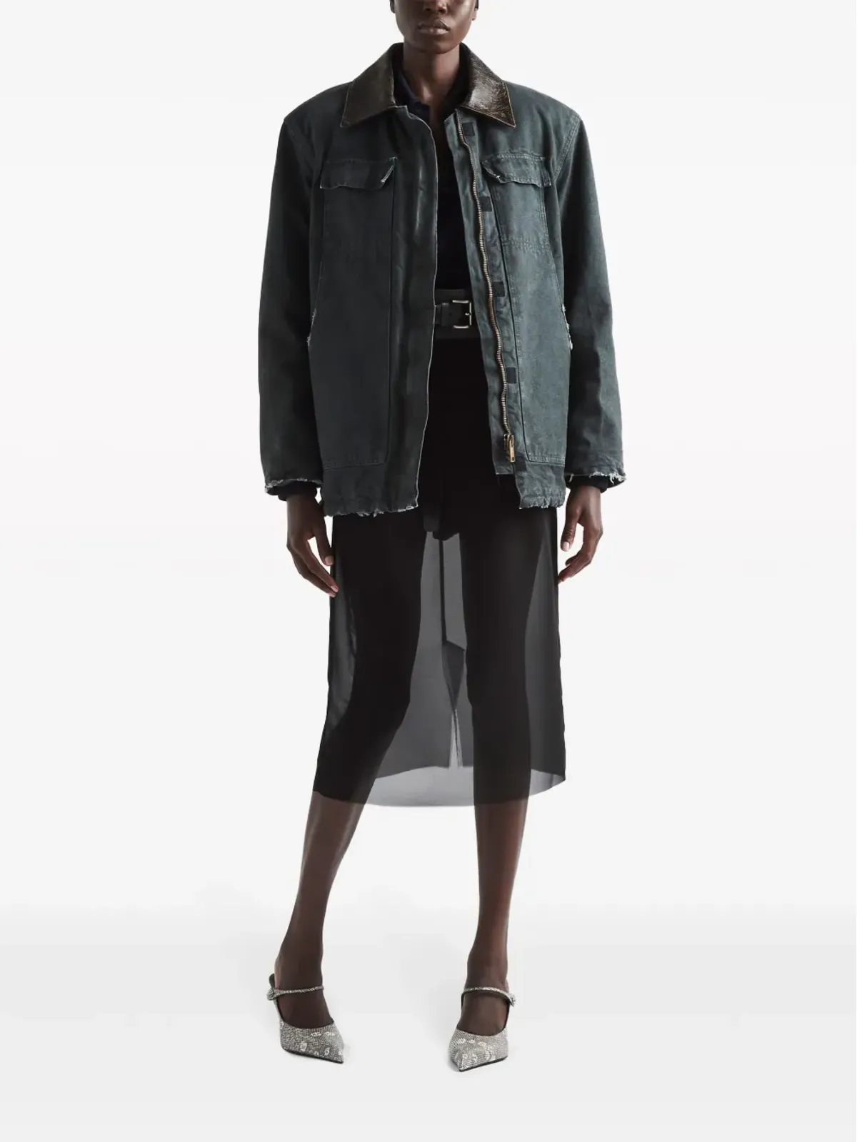 Prada セミシアー ミディ ペンシルスカート - 画像2