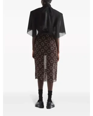Prada ドットプリント ジョージェット ペンシルスカート - サムネイル3