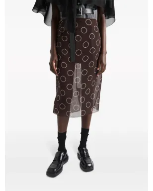 Prada ドットプリント ジョージェット ペンシルスカート - サムネイル4