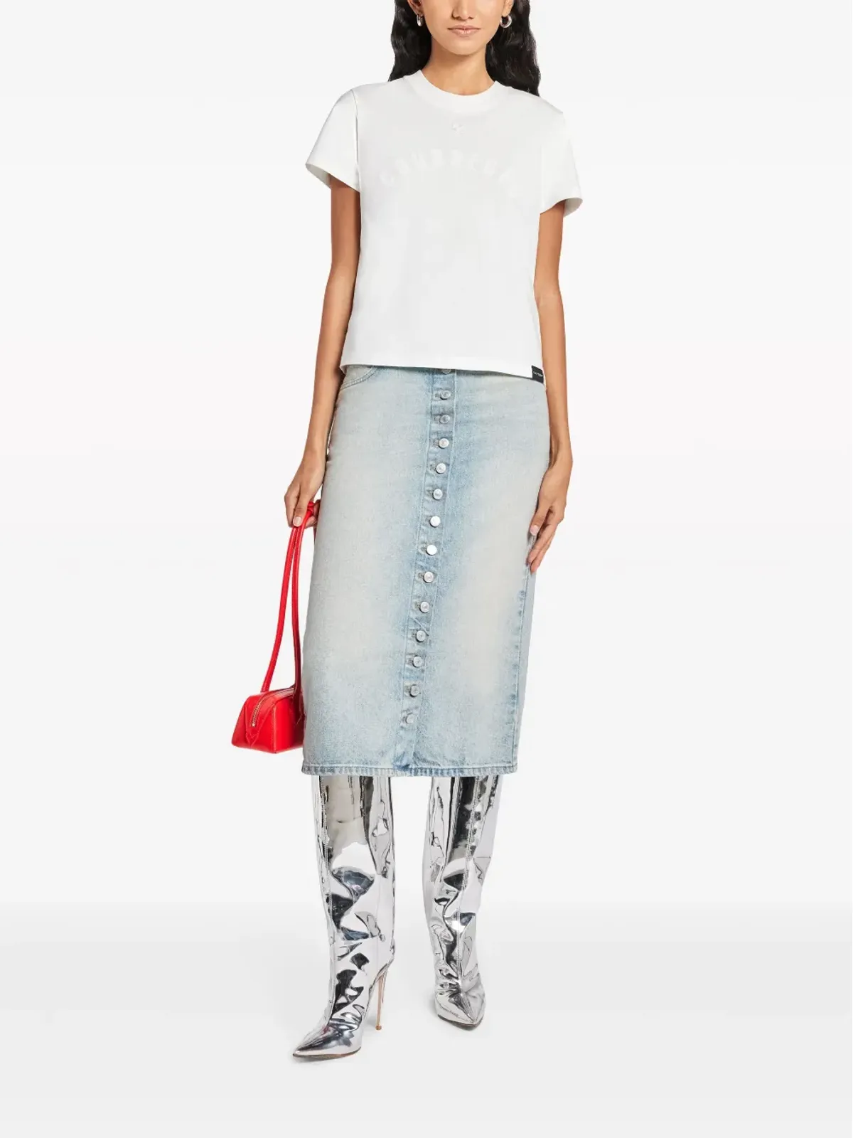 Courrèges ACストレート コットンTシャツ - ホワイト - 画像2
