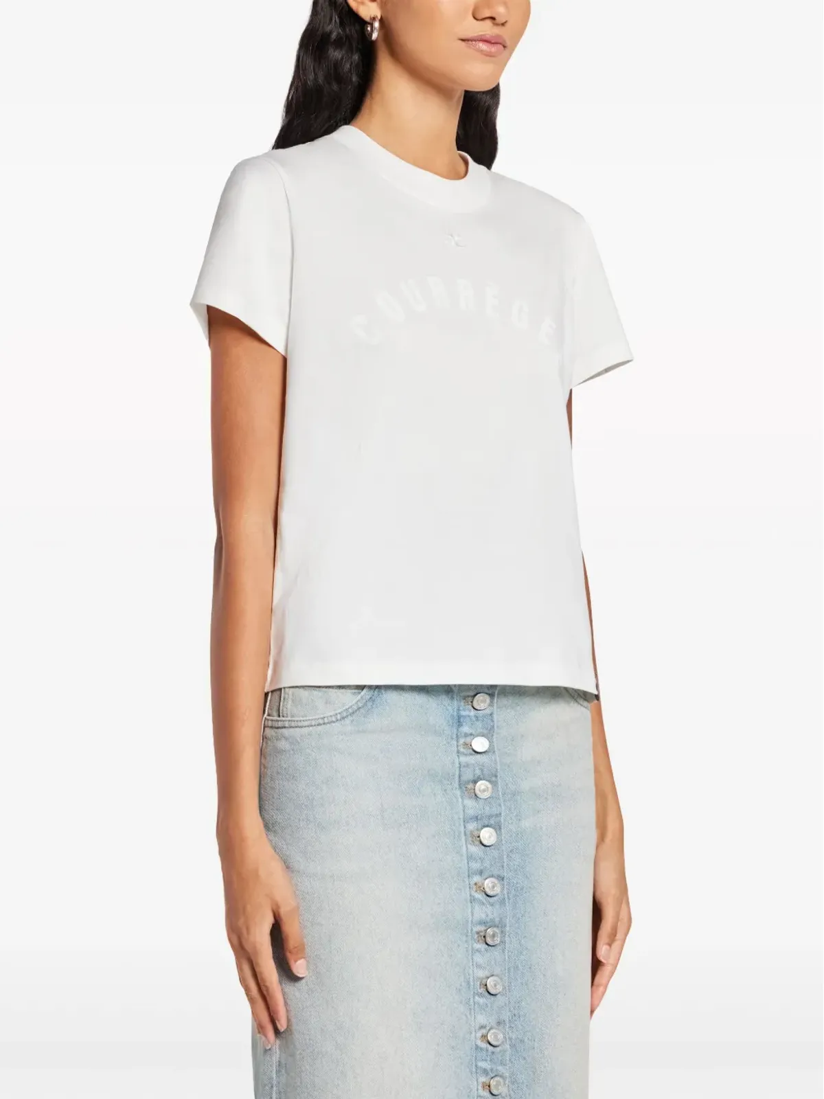 Courrèges ACストレート コットンTシャツ - ホワイト - 画像3