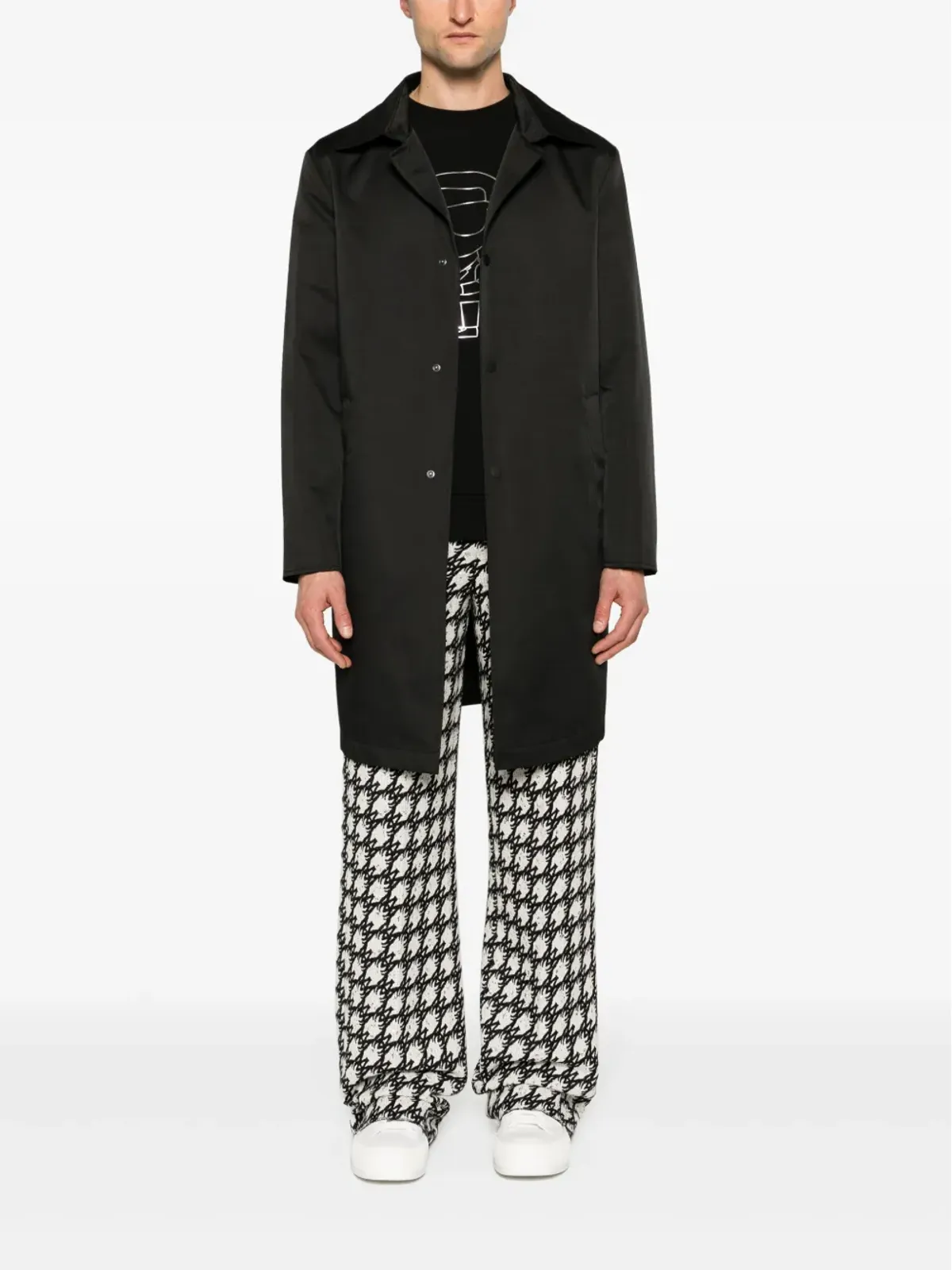 Karl Lagerfeld プレススタッズ式シングルブレストコート ブラック - 画像2