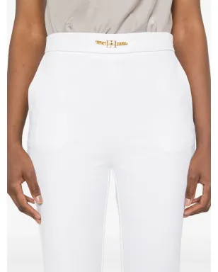 Elisabetta Franchi ロゴプレート テーパードパンツ - White - サムネイル5
