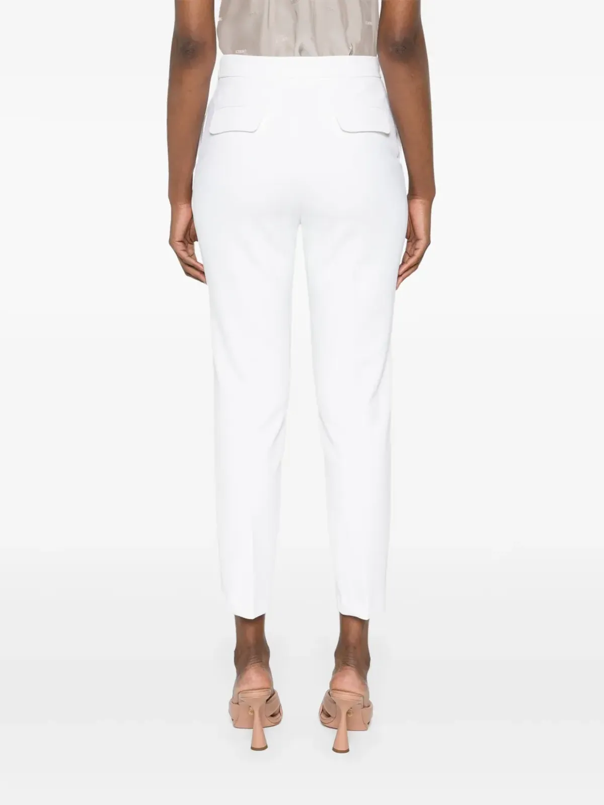 Elisabetta Franchi ロゴプレート テーパードパンツ - White - 画像4
