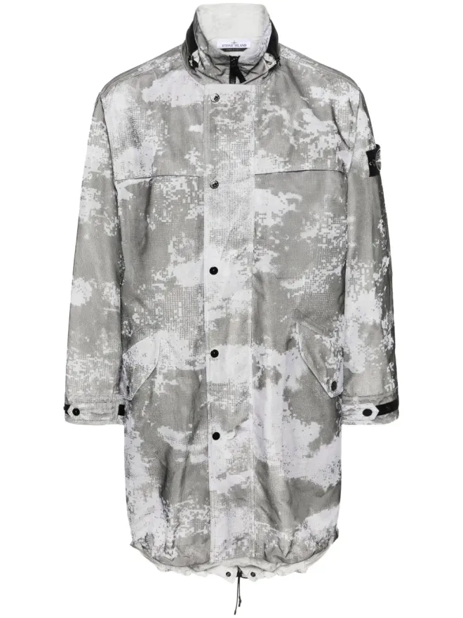 Stone Island Stone Island コンパスバッジ メッシュオーバーレイ パーカ グレーの商品画像