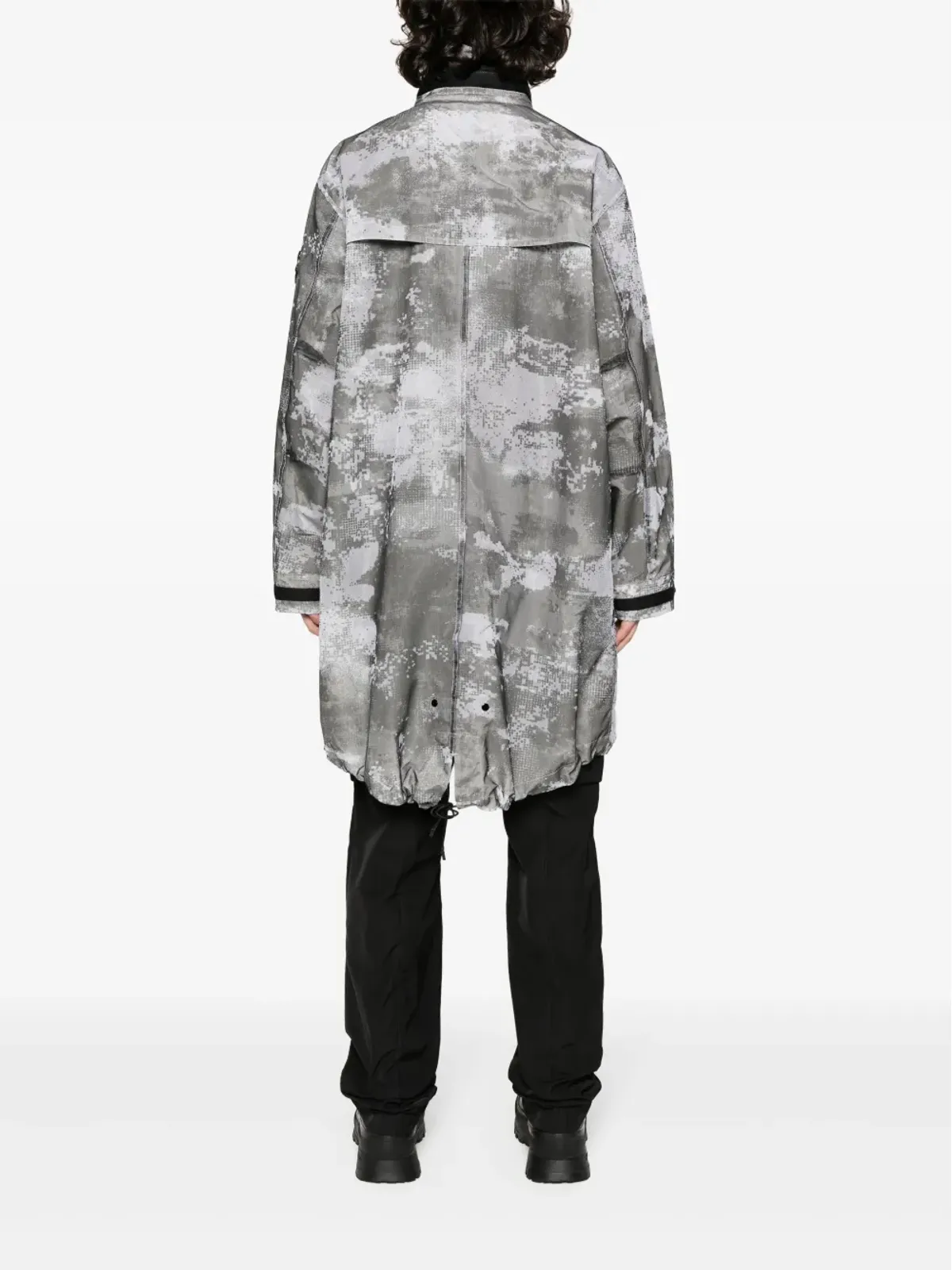 Stone Island コンパスバッジ メッシュオーバーレイ パーカ グレー - 画像4