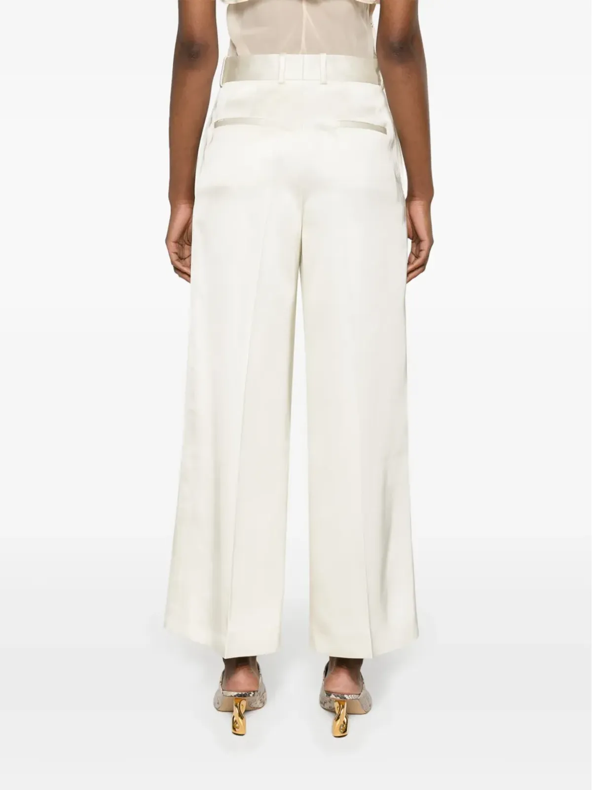 Jil Sander ハイライズ ツイル パラッツォパンツ - 画像4