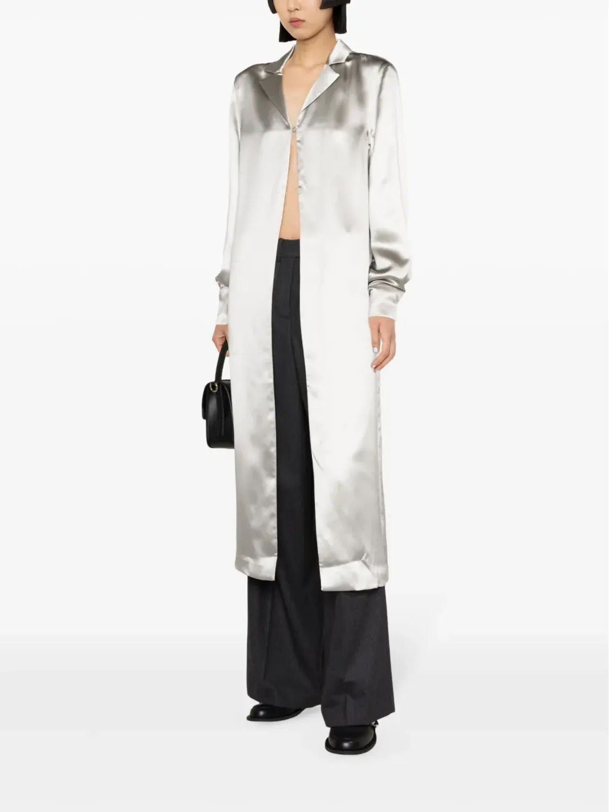 LouLou de Saison サテンシルク混紡 ロングシャツ - 画像3
