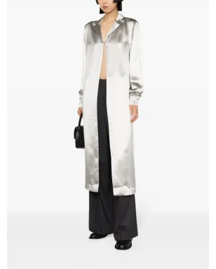 LouLou de Saison サテンシルク混紡 ロングシャツ - サムネイル3