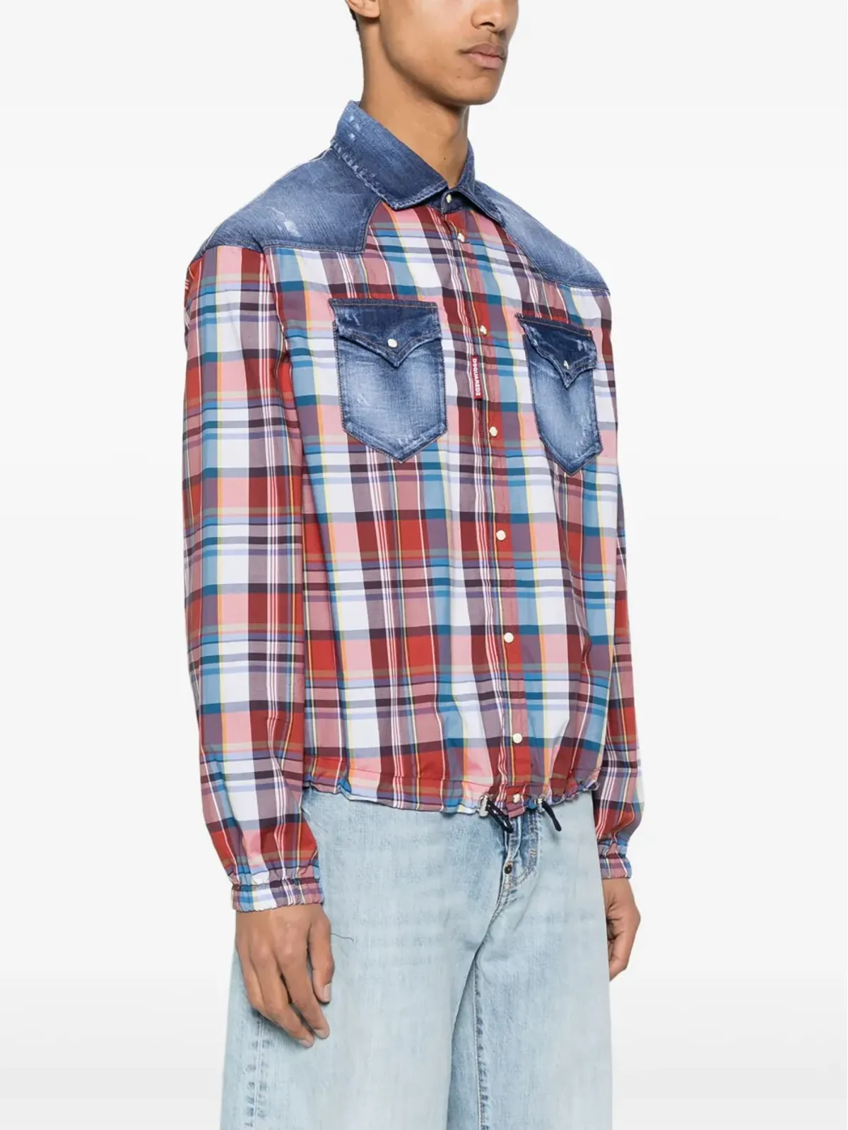 DSQUARED2 パネルドコットンシャツ ブルー - 画像3