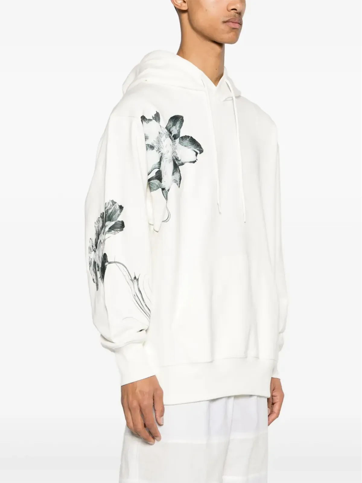 Y-3 フローラルプリント ジャージー フーディー ホワイト - 画像4