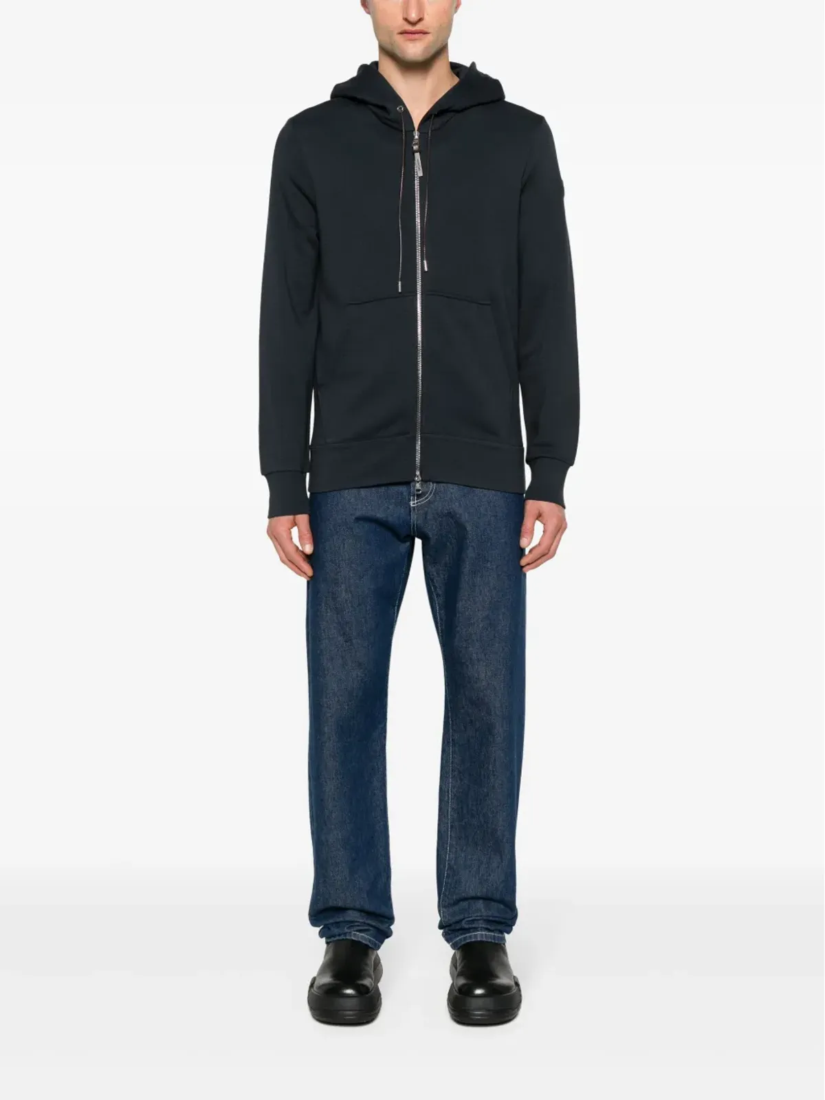 Moncler ロゴアップリケ付きジップフーディ ブルー - 画像2
