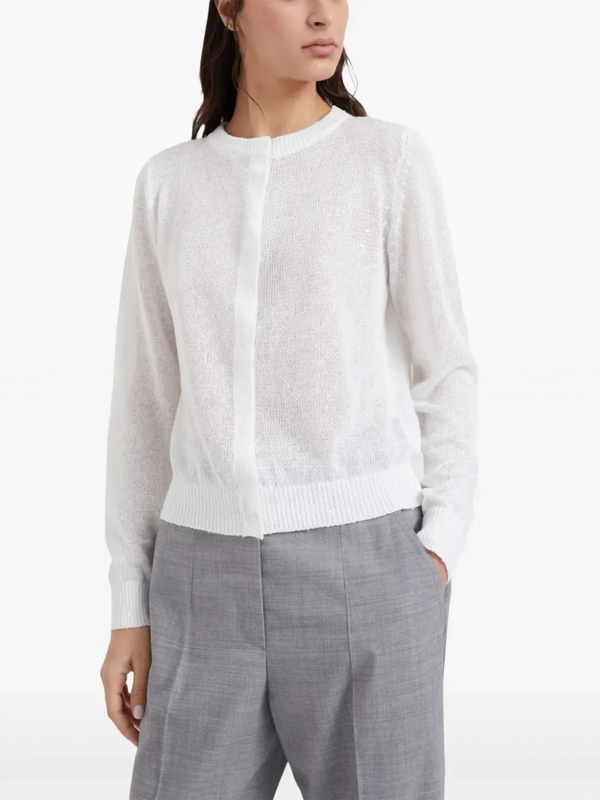 Brunello Cucinelli コンシールド前開きカーディガン - ホワイト - 画像3