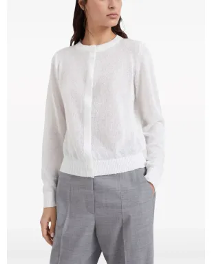 Brunello Cucinelli コンシールド前開きカーディガン - ホワイト - サムネイル3