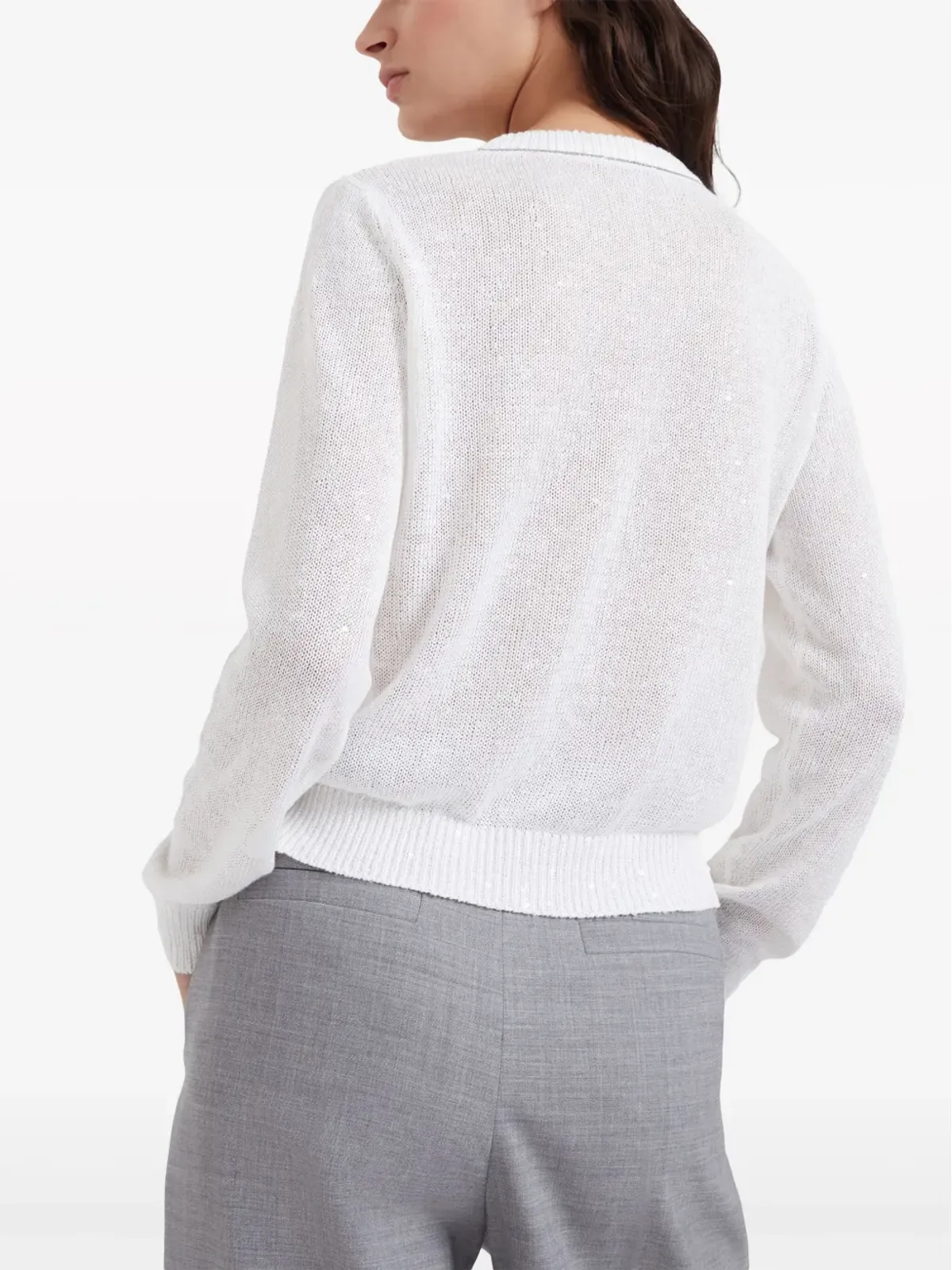 Brunello Cucinelli コンシールド前開きカーディガン - ホワイト - 画像4