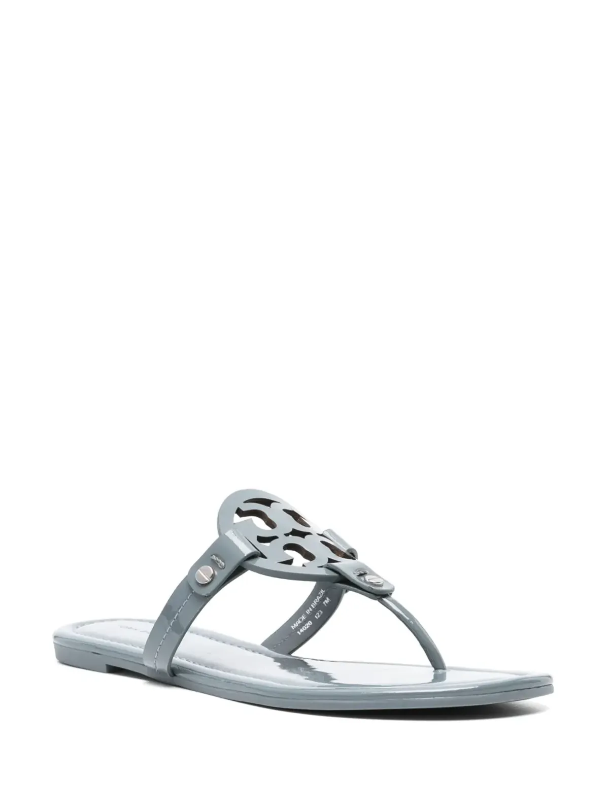 Tory Burch ミラー パテントレザー フリップフロップ ブルー - 画像2