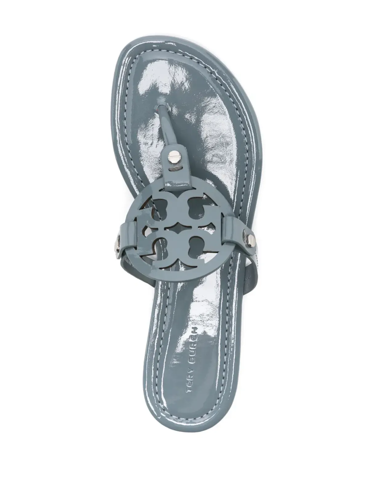 Tory Burch ミラー パテントレザー フリップフロップ ブルー - 画像4