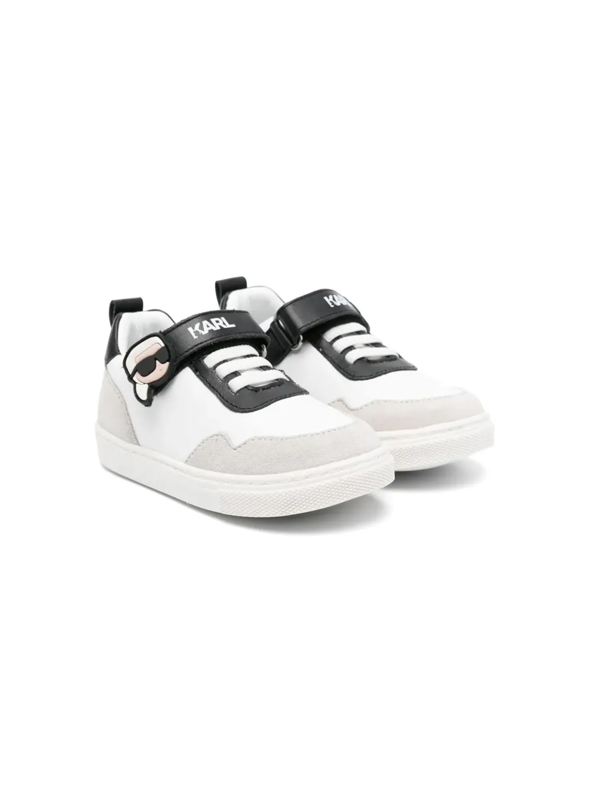 Karl Lagerfeld Kids カラーブロック レザー スニーカー（ホワイト） - 画像1