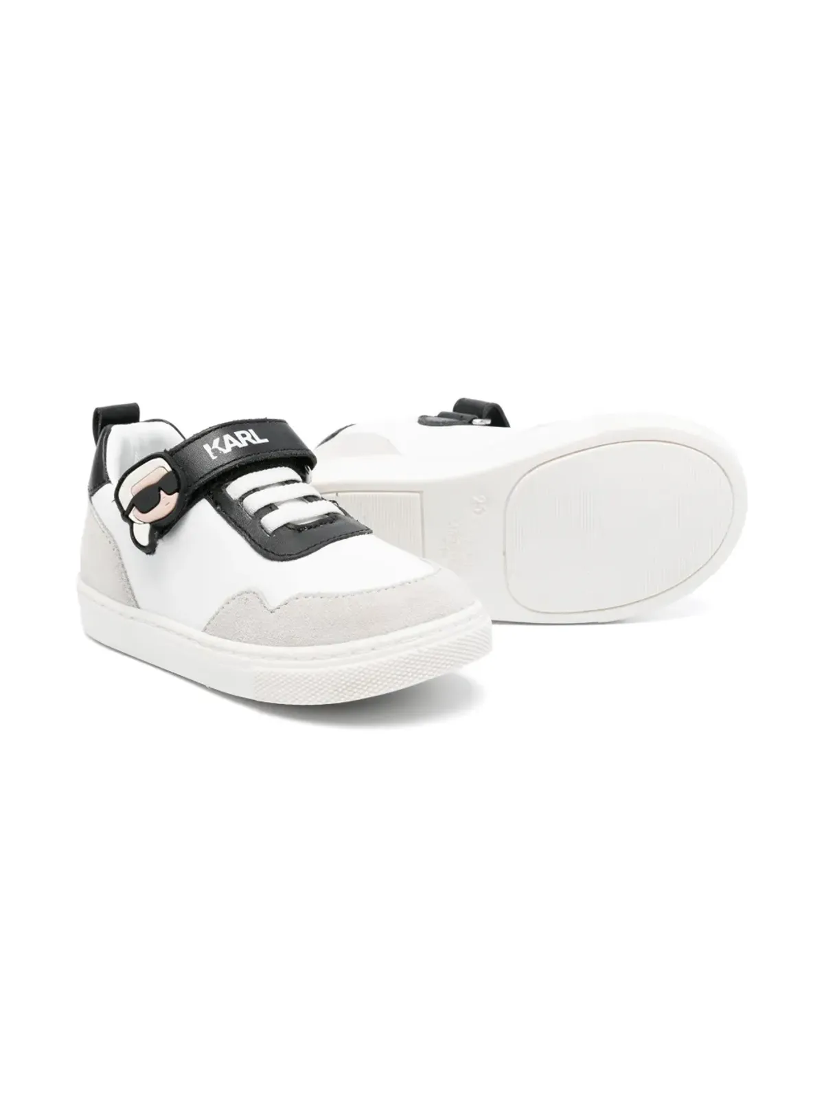 Karl Lagerfeld Kids カラーブロック レザー スニーカー（ホワイト） - 画像2