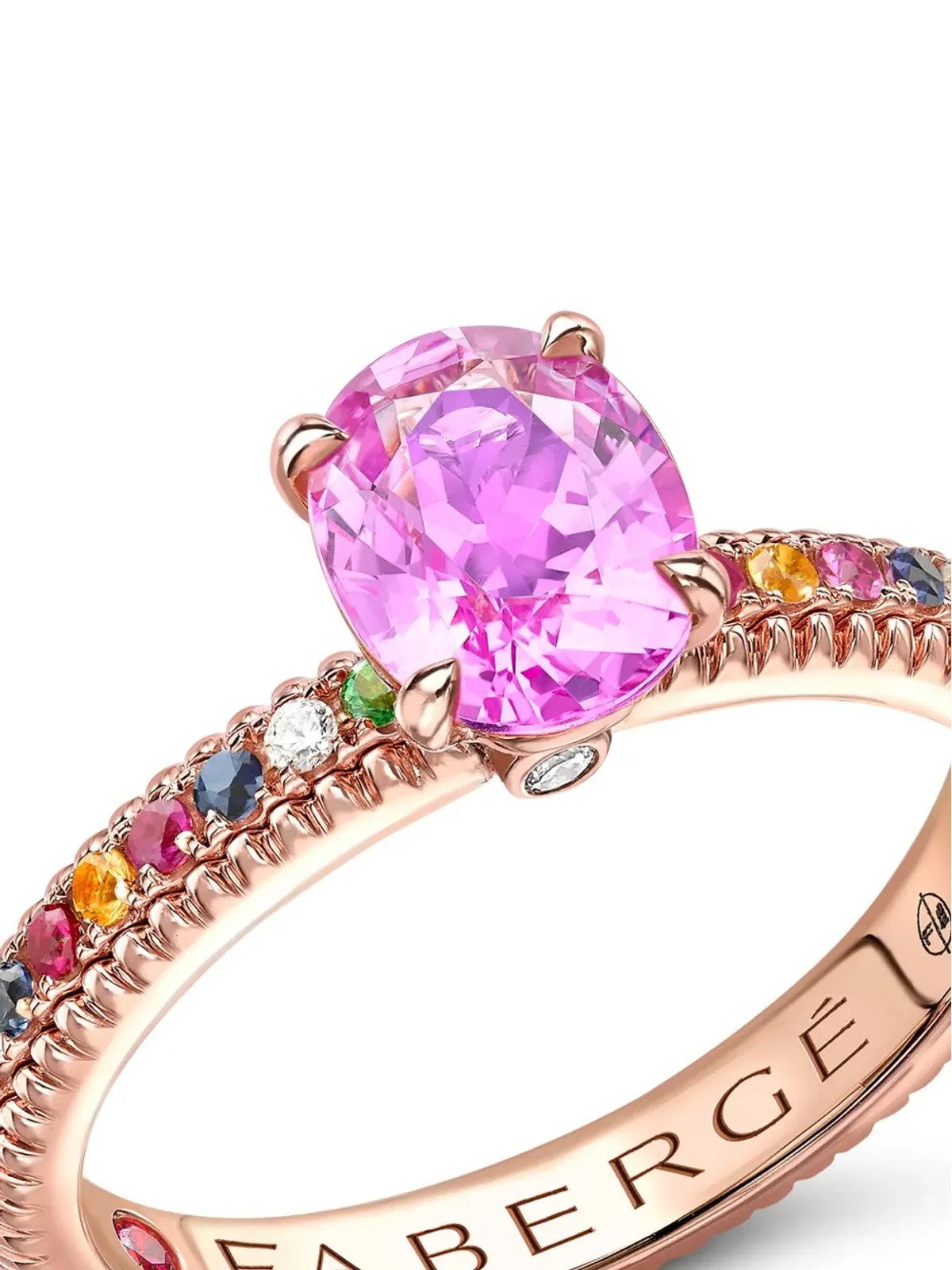 Fabergé 18kt rose gold Colours of Love pink sapphire fluted ring - 画像2