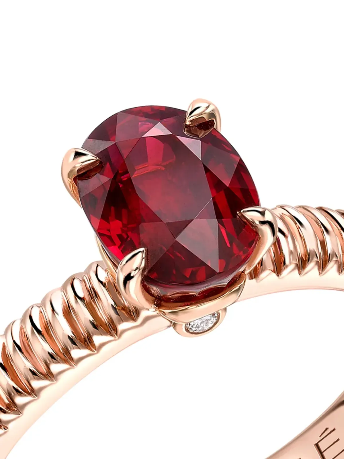 Fabergé 18Kローズゴールド カラーズ・オブ・ラブ ルビー フルーテッド リング - 画像2