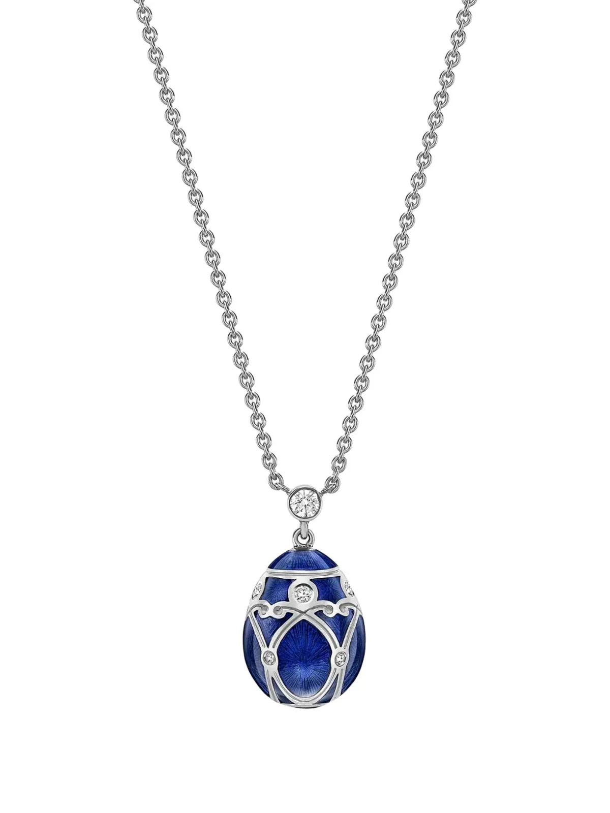 Fabergé ヘリテージ パレ ペティエッグ ダイヤモンド ペンダント ネックレス 18Kホワイトゴールド - 画像3