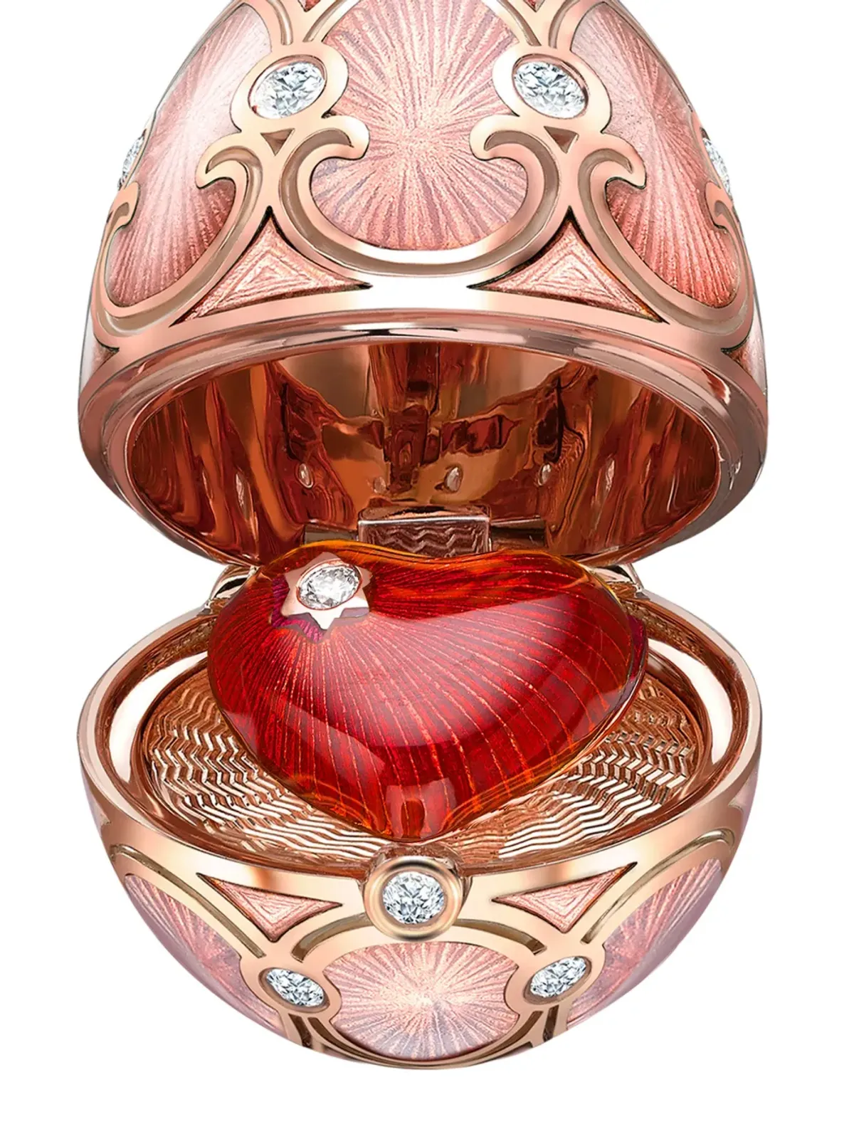 Fabergé 18K ローズゴールド ヘリテージ ダイヤモンド・サプライズ ロケットネックレス（ピンク） - 画像2