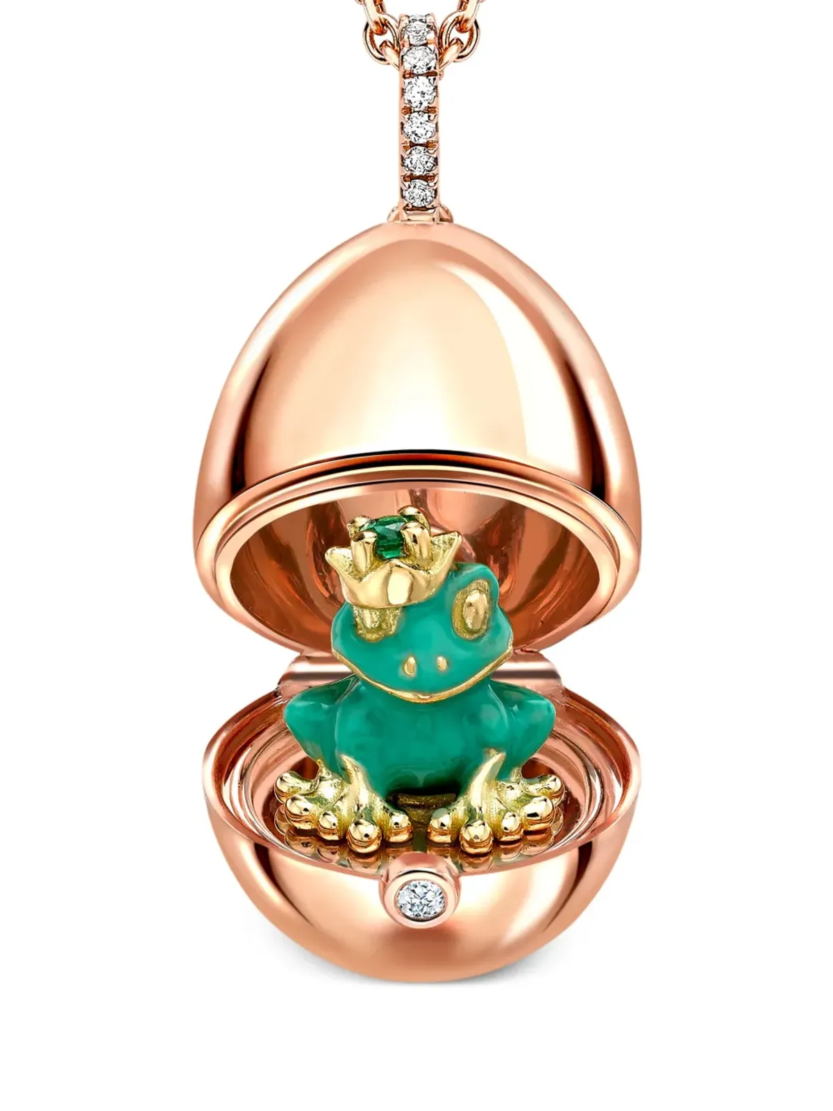 Fabergé エッセンス フロッグ サプライズ ダイヤモンド ロケットネックレス - 画像2