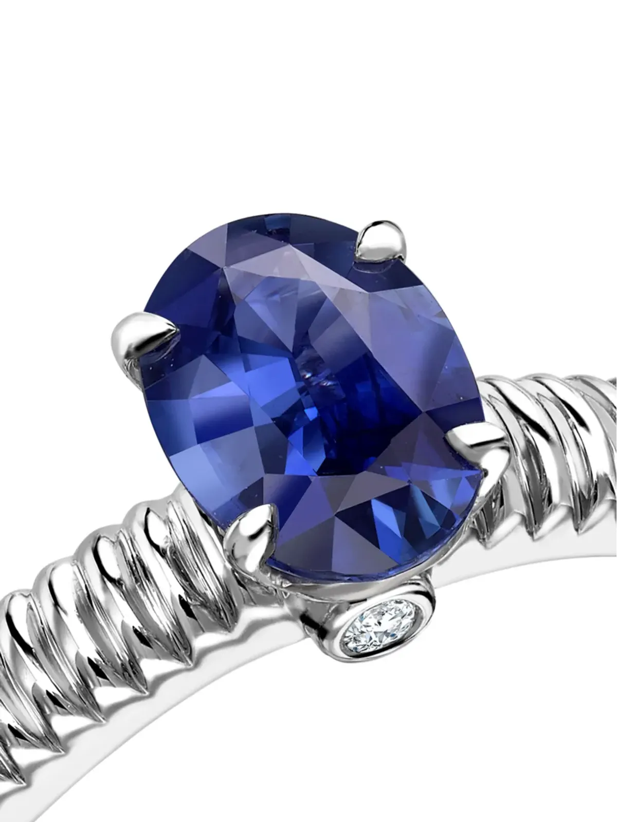Fabergé 18ktホワイトゴールド Colours of Love サファイア フルーテッド リング ブルー - 画像2