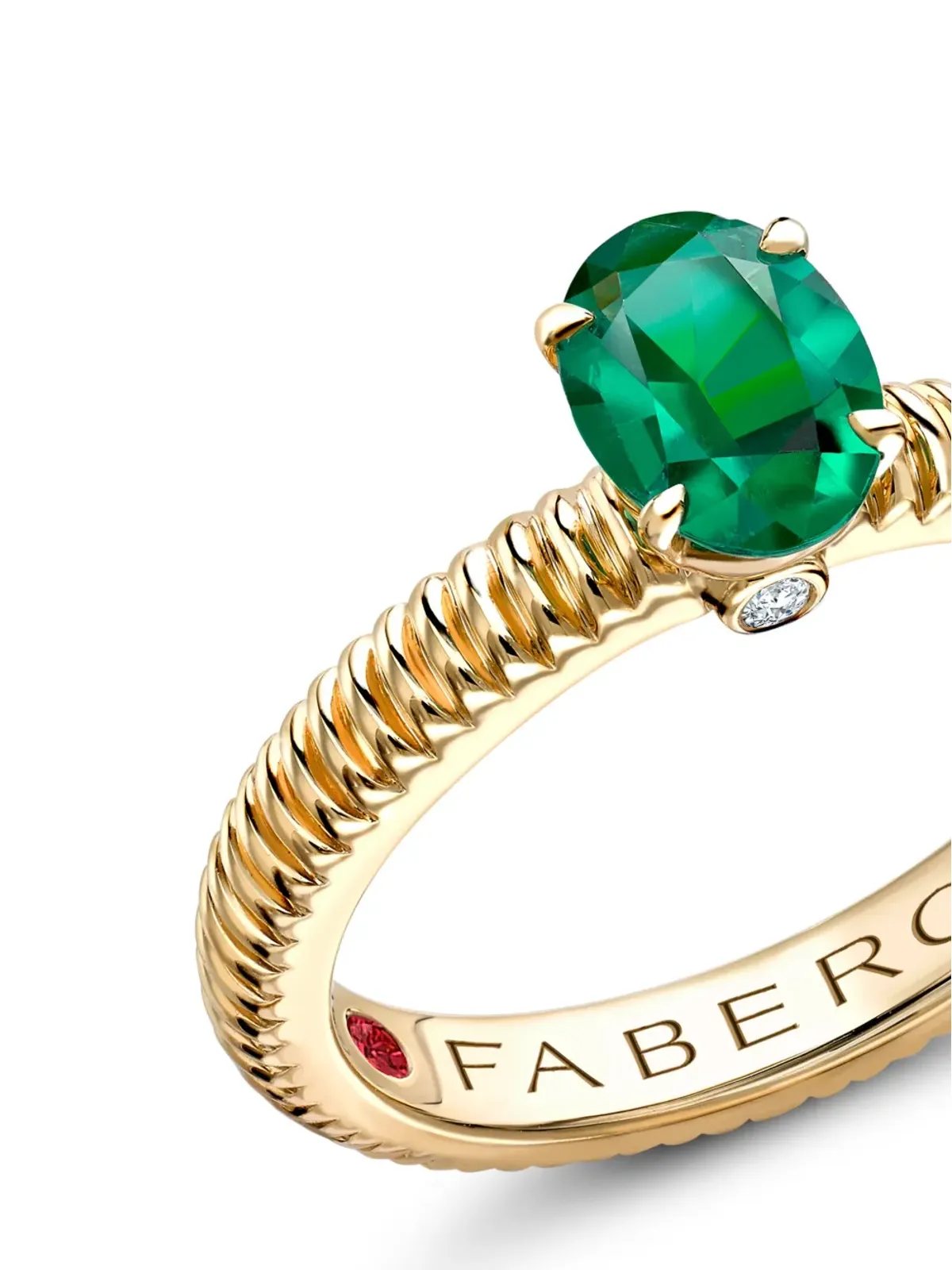 Fabergé Colours of Love エメラルド フルーテッド リング - 画像2