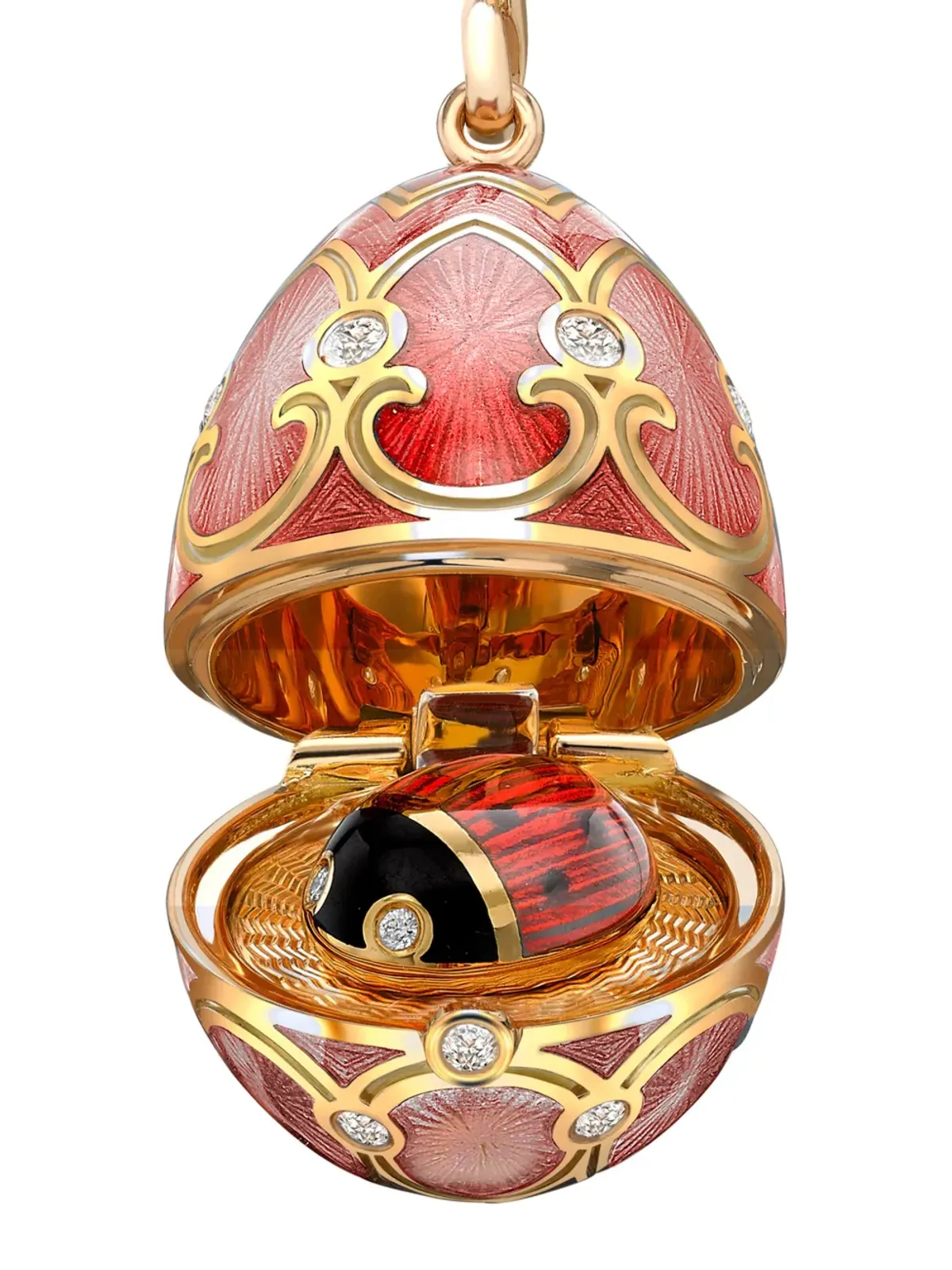 Fabergé 18Kイエローゴールド ヘリテージ レディバード・サプライズ ダイヤモンド ロケットネックレス - 画像2