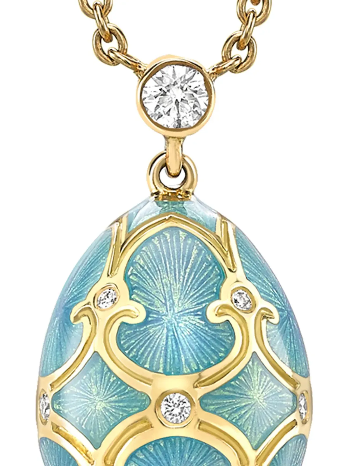 Fabergé 18ktイエローゴールド ヘリテージ・ペティート・エッグ ダイヤモンド ペンダントネックレス - 画像2