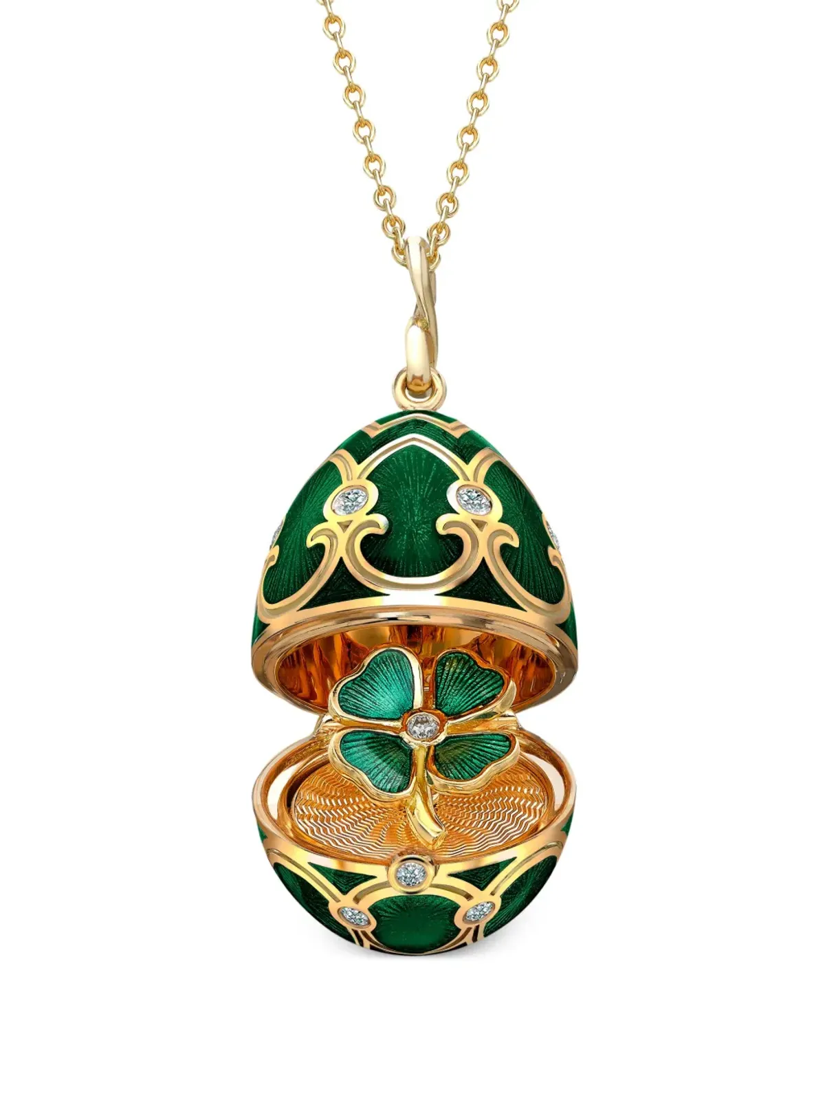 Fabergé 18kt yellow gold Heritage diamond surprise locket necklace - 画像1