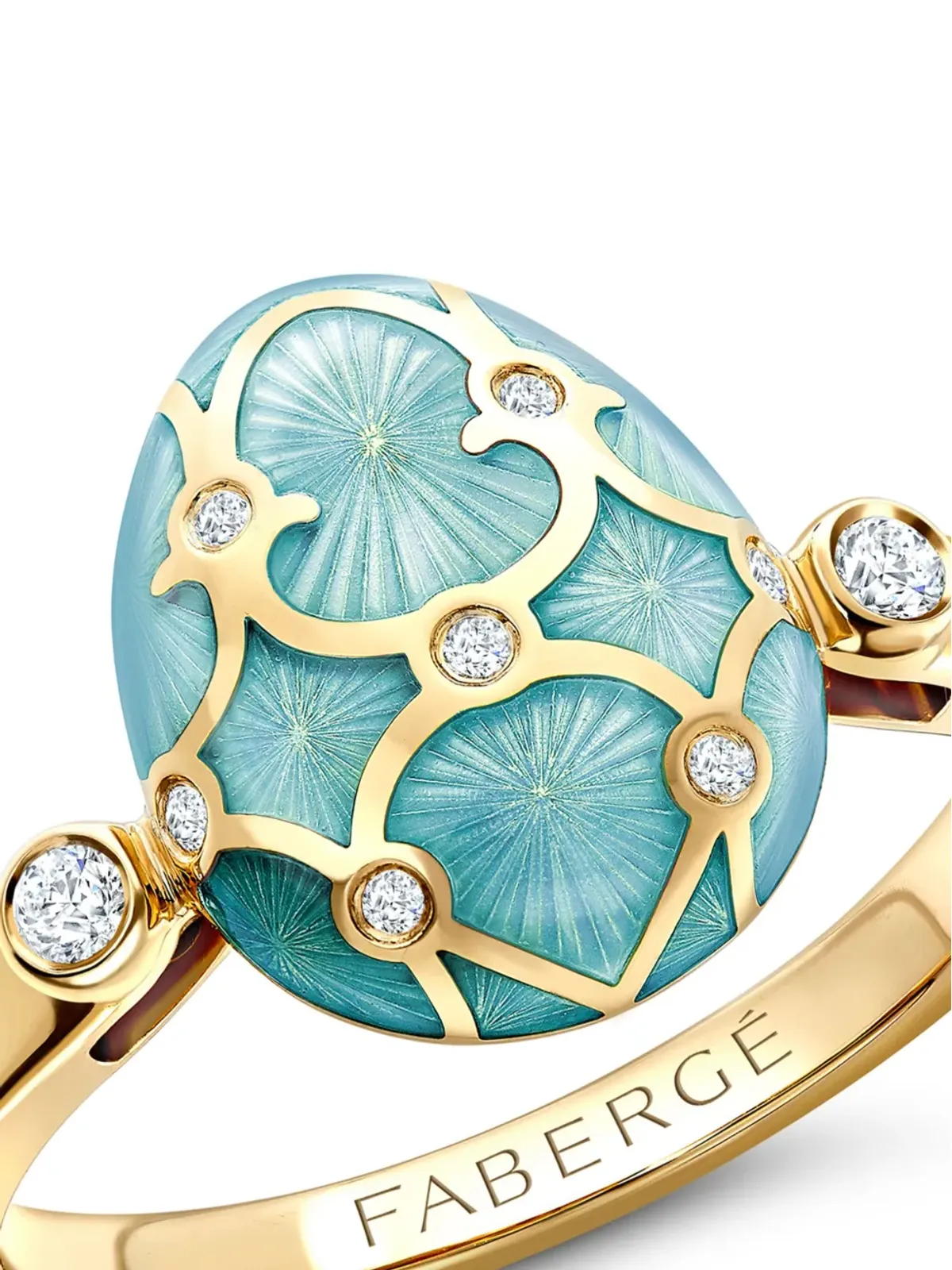 Fabergé ヘリテージエッグ ダイヤモンド リング 18K イエローゴールド - ブルー - 画像2