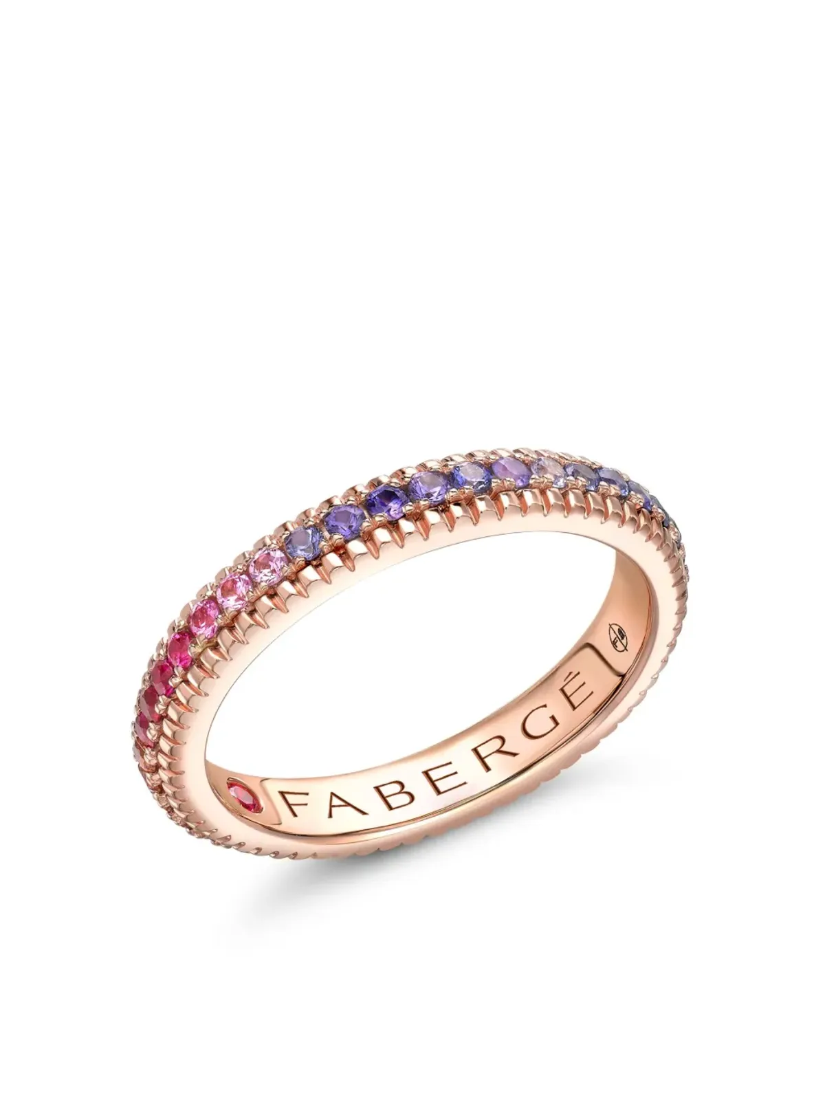 Fabergé 18K Rose Gold Colours of Love ローズゴールド レインボー・マルチカラー・ジェムストーン フルーテッド エタニティ リング - Purple - 画像1