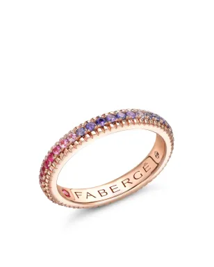Fabergé 18K Rose Gold Colours of Love ローズゴールド レインボー・マルチカラー・ジェムストーン フルーテッド エタニティ リング - Purple - サムネイル1