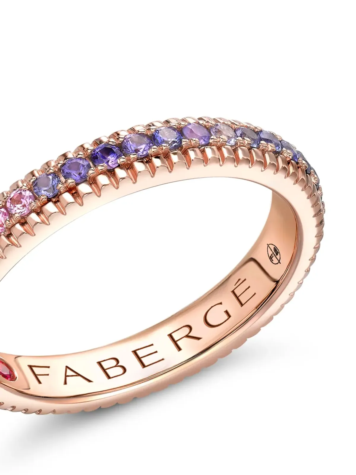 Fabergé 18K Rose Gold Colours of Love ローズゴールド レインボー・マルチカラー・ジェムストーン フルーテッド エタニティ リング - Purple - 画像2