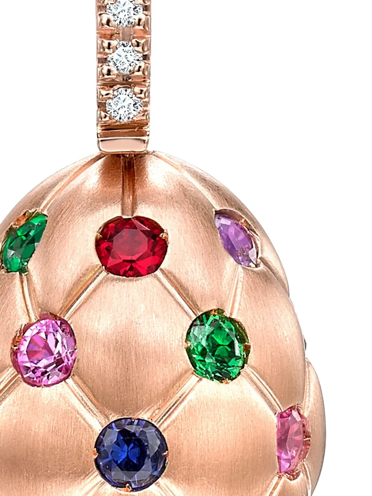 Fabergé 18kt ローズゴールド Treillage Egg マルチストーン ペンダント - ピンク - 画像2