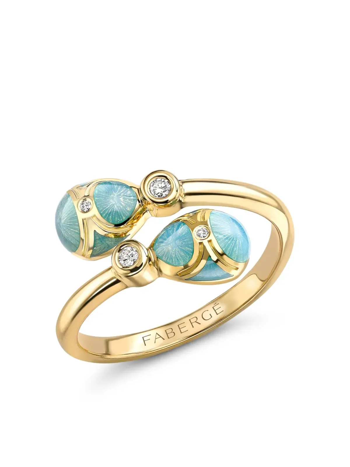 Fabergé 18K イエローゴールド ヘリテージ エナメル＆ダイヤモンド リング - 画像2