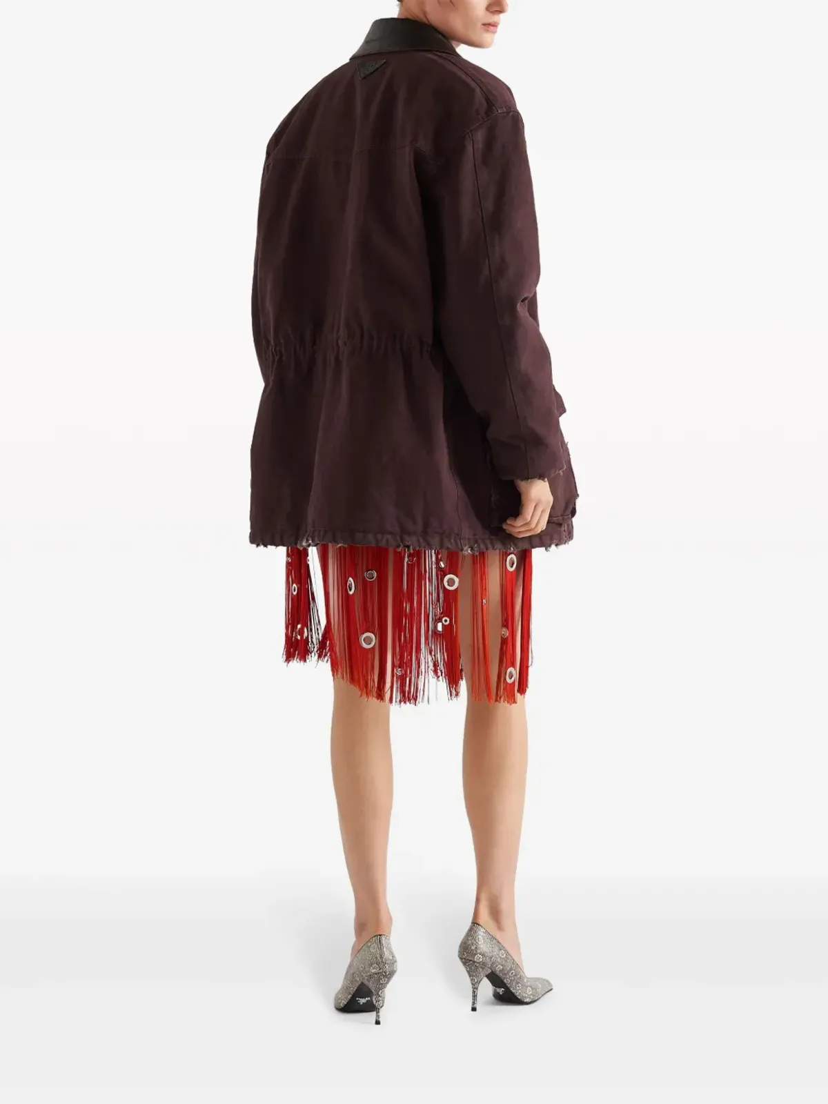 Prada アイレット装飾フリンジスカート - 画像3