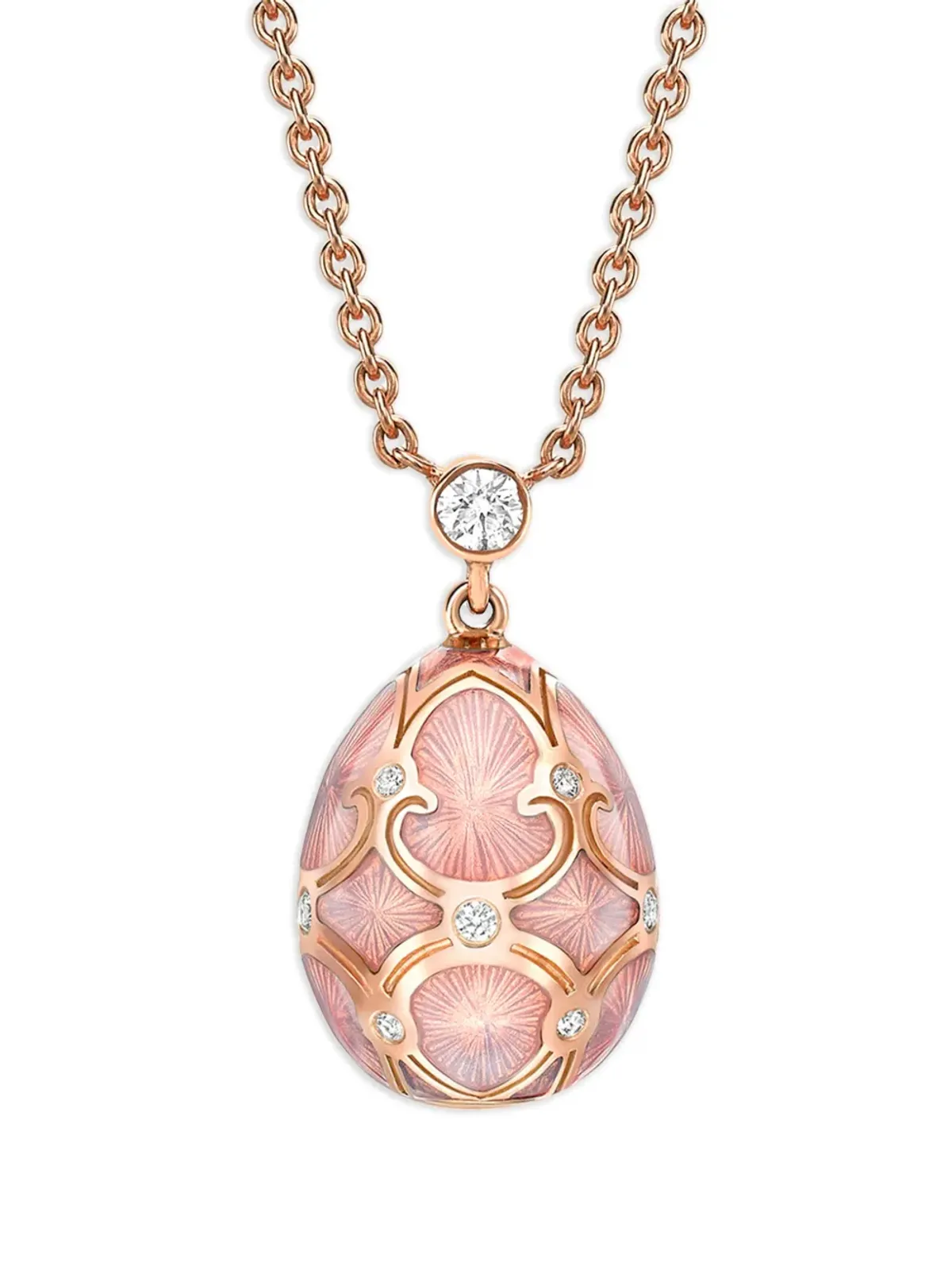 Fabergé 18金ローズゴールド ヘリテージ・ペティエッグ ダイヤモンド ネックレス - ピンク - 画像2