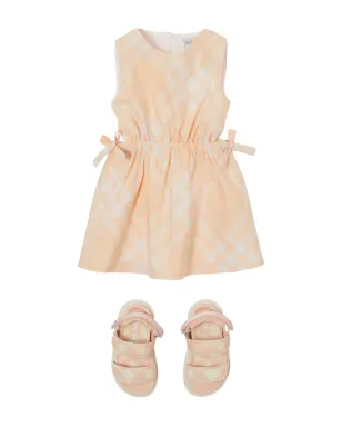 Burberry Kids チェックコットンドレス - ピンク - サムネイル3