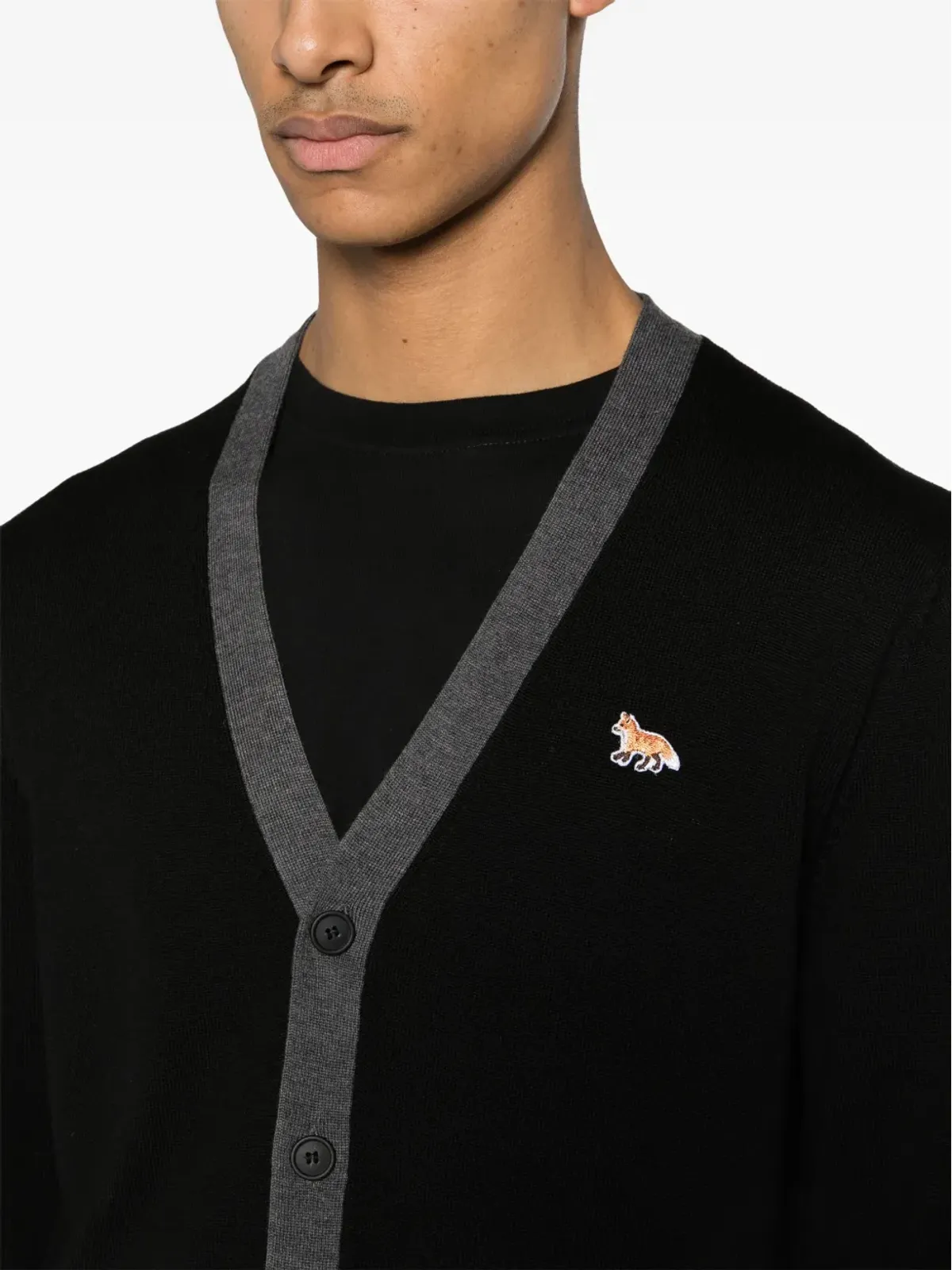Maison Kitsuné フォックスパッチ ウール カーディガン - 画像5