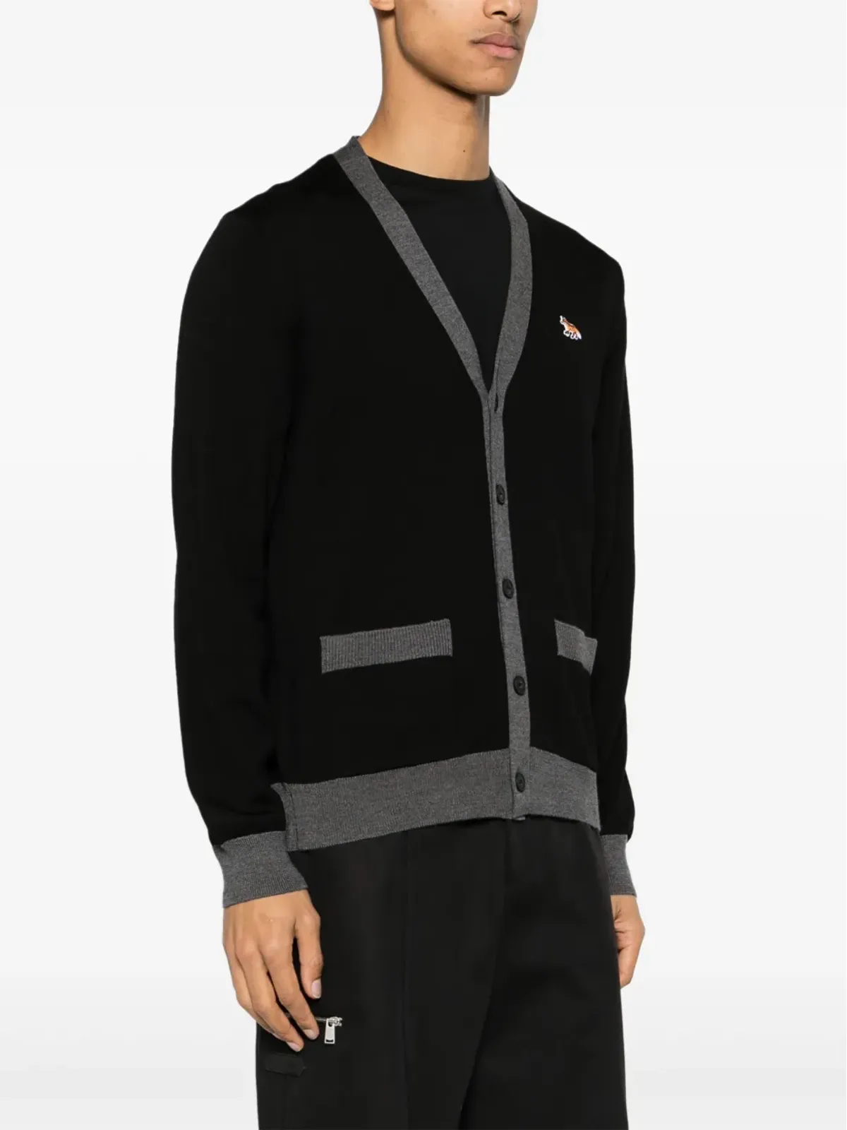 Maison Kitsuné フォックスパッチ ウール カーディガン - 画像3
