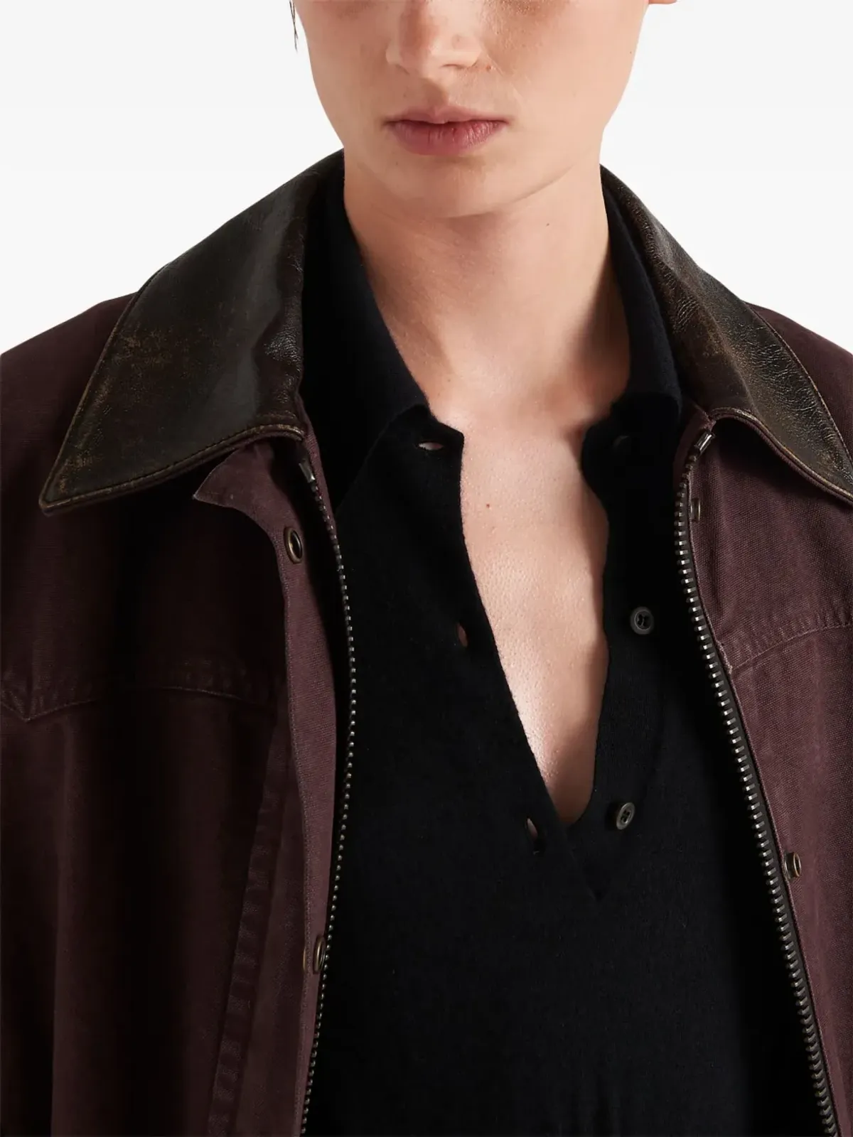 Prada ロングスリーブ カシミア ポロシャツ - ブラック - 画像5