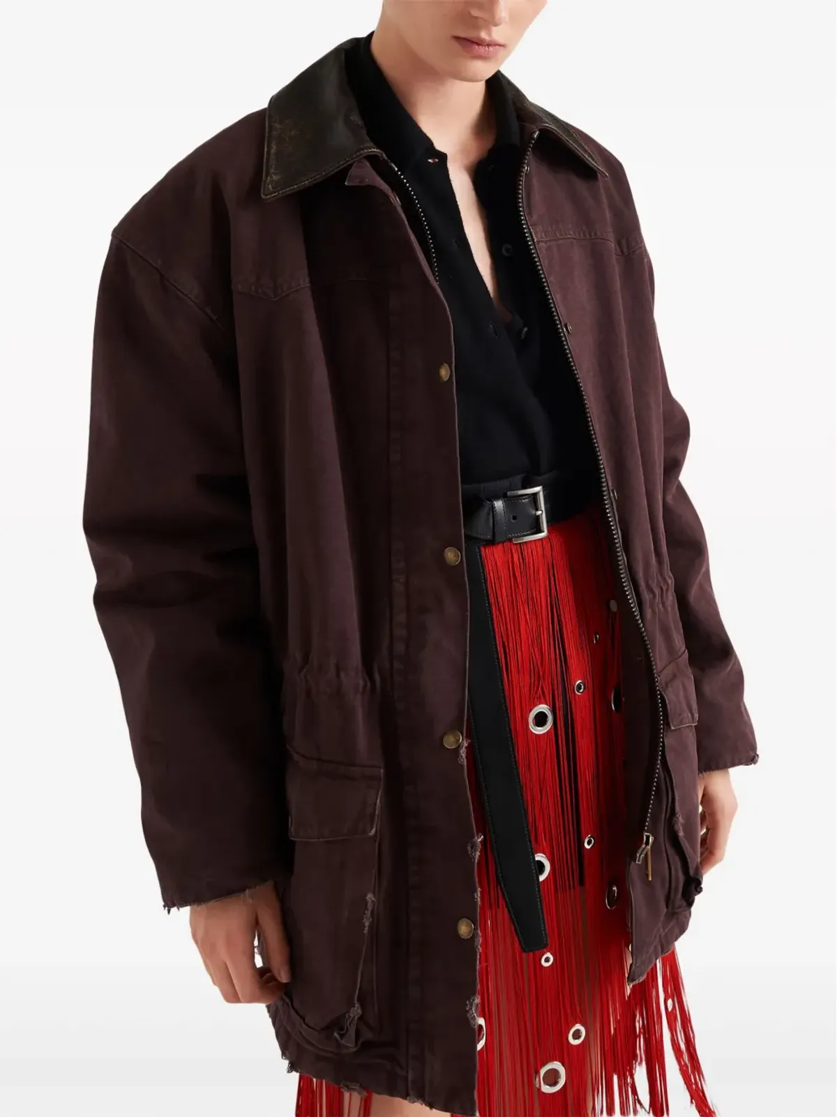 Prada ロングスリーブ カシミア ポロシャツ - ブラック - 画像3