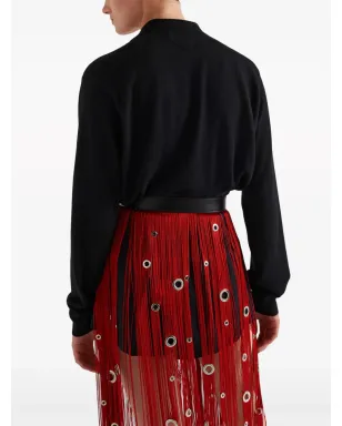 Prada ロングスリーブ カシミア ポロシャツ - ブラック - サムネイル4