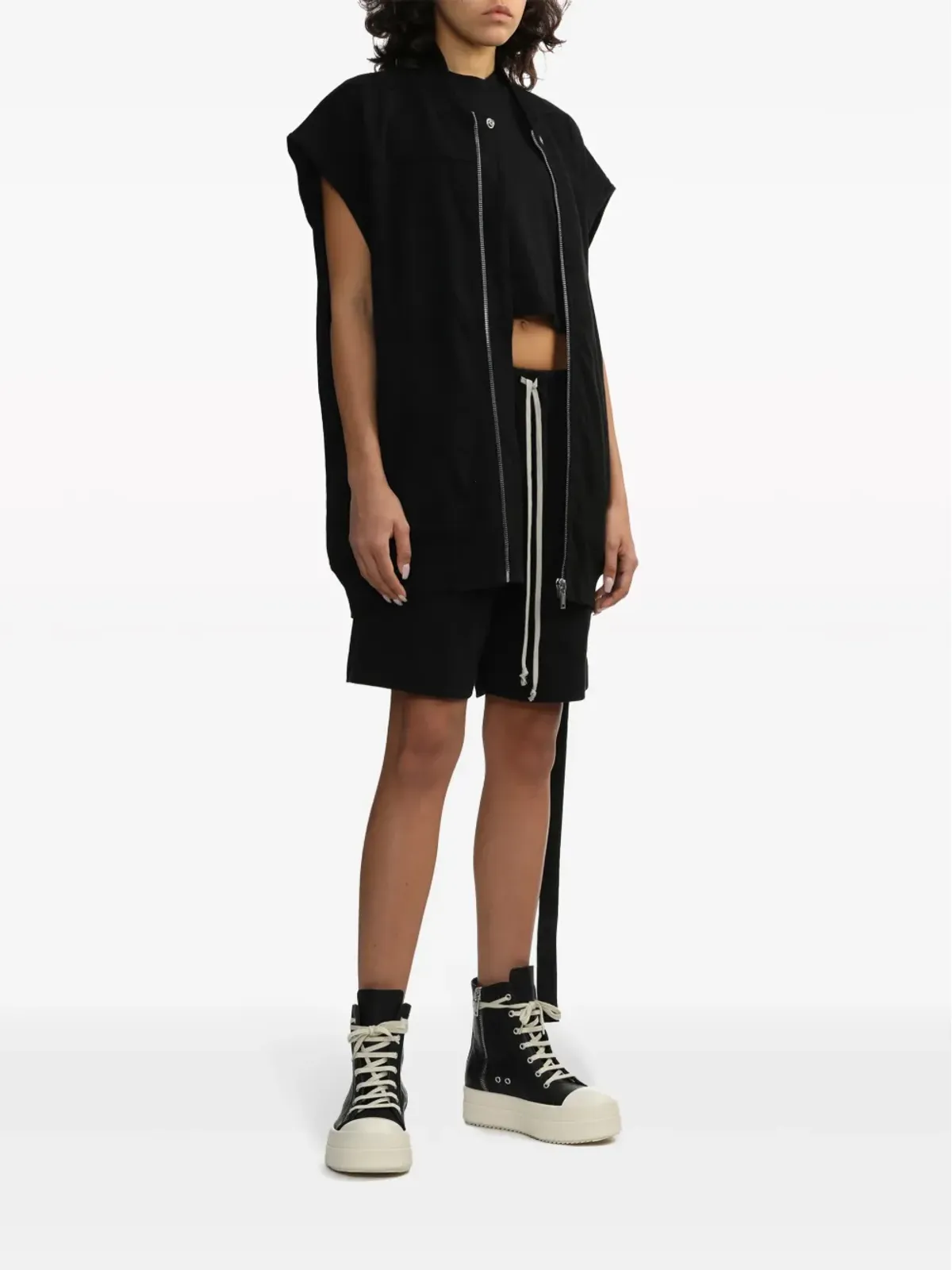 Rick Owens DRKSHDW ジップアップ コットン ベスト - ブラック - 画像2