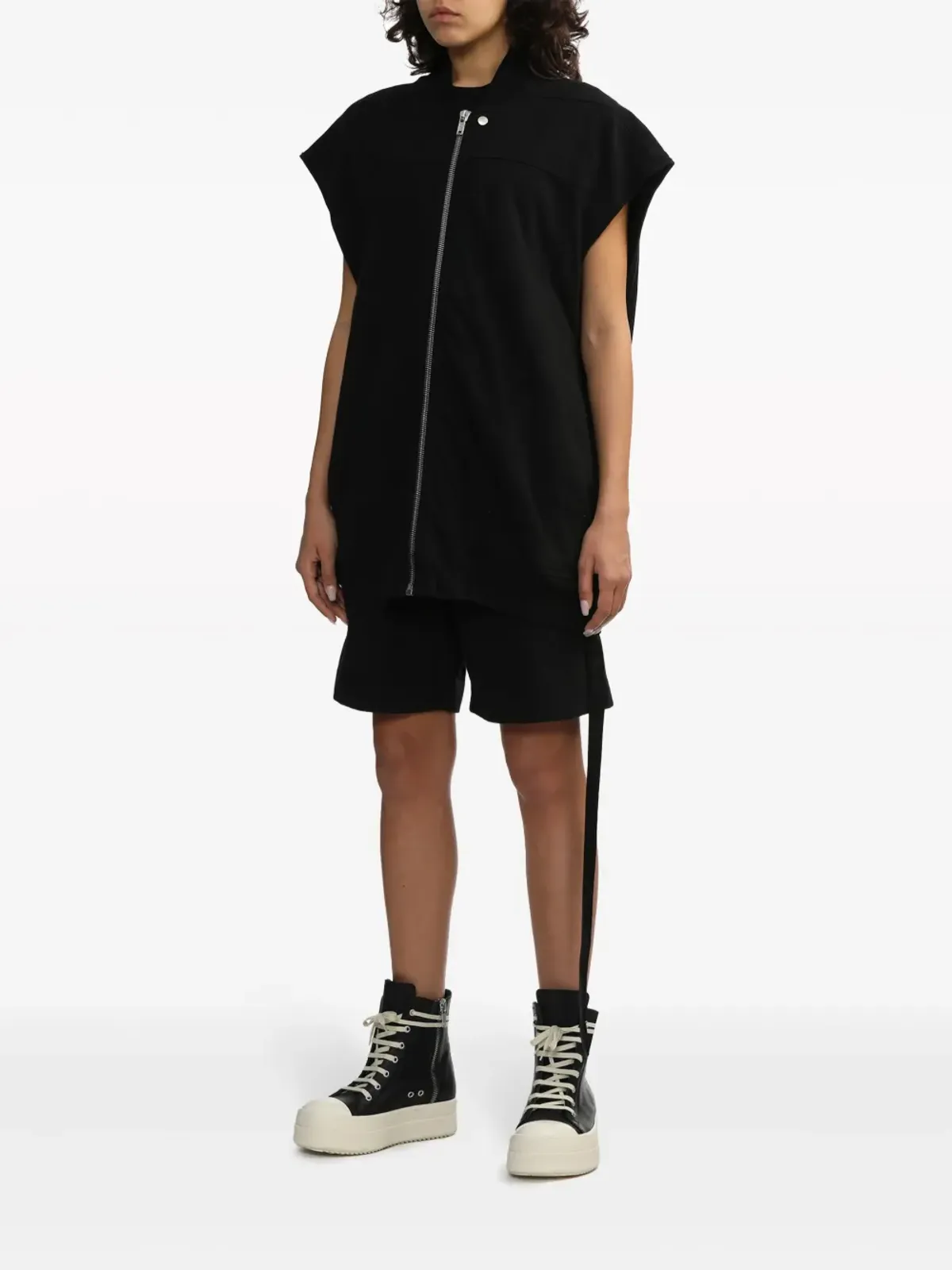 Rick Owens DRKSHDW ジップアップ コットン ベスト - ブラック - 画像3